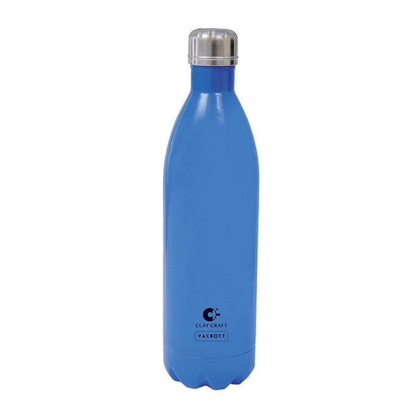 Clay Craft Vacbott Vaccum Bottle 500 ml Stark Double Walled 24 Hours Hot and Cold Water Bottle 1 Piece Leak Proof Office Bottle Gym Home Kitchen Deep Blue - Image 1