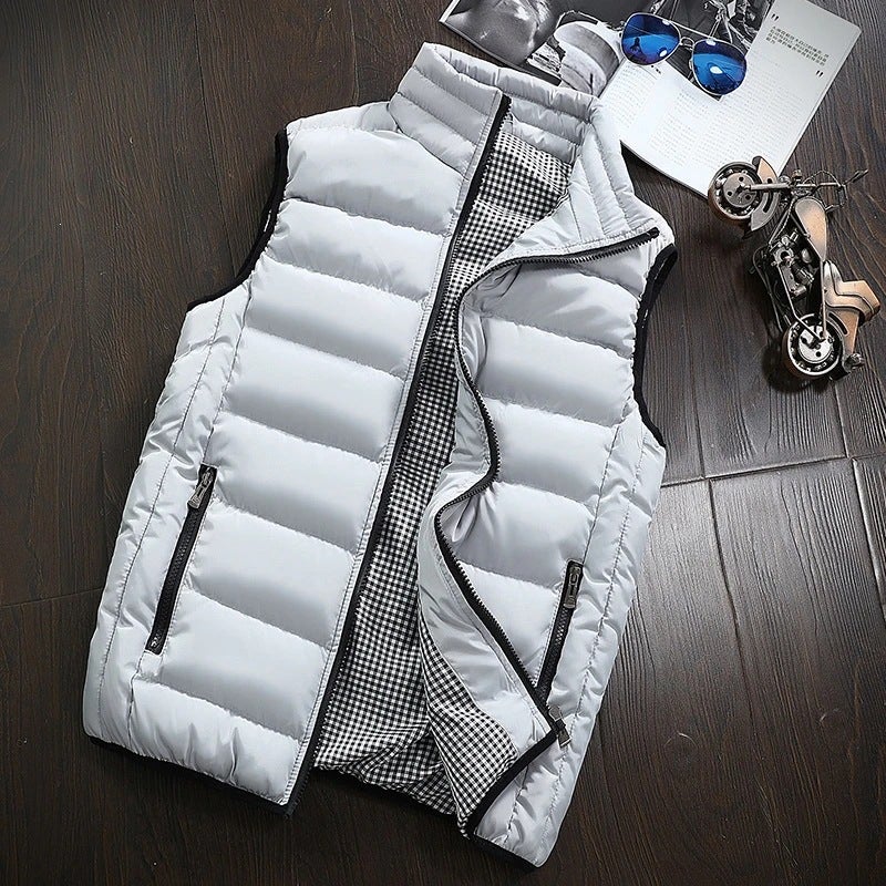 Vest Gray New Down Cotton for Men's Autumn and Winter Trendy Joggers Thickened Warm Men's Jacket