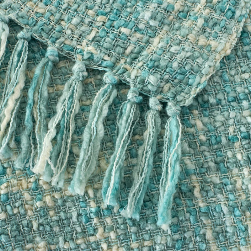 GINAMUSE Multi-Color Turquoise Cable Woven Throw Blanket for Couch,50"X60" Boho Style Textured Blankets for Home Decor,Super Soft Warm Cozy Chunky Blanket with Decorative Tassels for Bed - Image 4