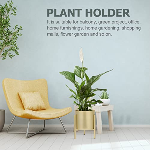 HANABASS Gold Plant Stand for Indoor Plants - 10 Inch Round Metal Planter Pot with Iron Floor Stand, Modern Flower Pot for Living Room, Home Decor - Image 3