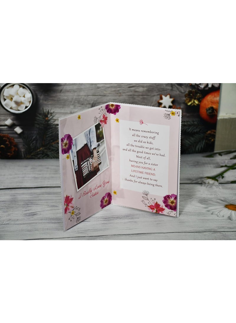 Saugat Traders Saugat Traders Gift for Sister Combo - Greeting Card & Soft Teddy Bear with Chocolate - Birthday - Rakhi Gift for Sister  - Image 3