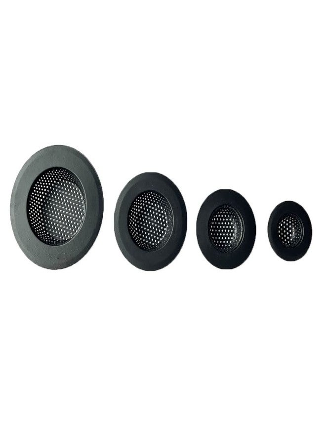 JYYHSF Drain Hair Catcher,Drain Stoper,Shower Drain Cover for Bathtub, Kitchen Sink Strainer, Stainless Steel Bathroom Sink, Drain Stopper with (4 PCS,Black,2.1 in to 4.5 in) - Image 1