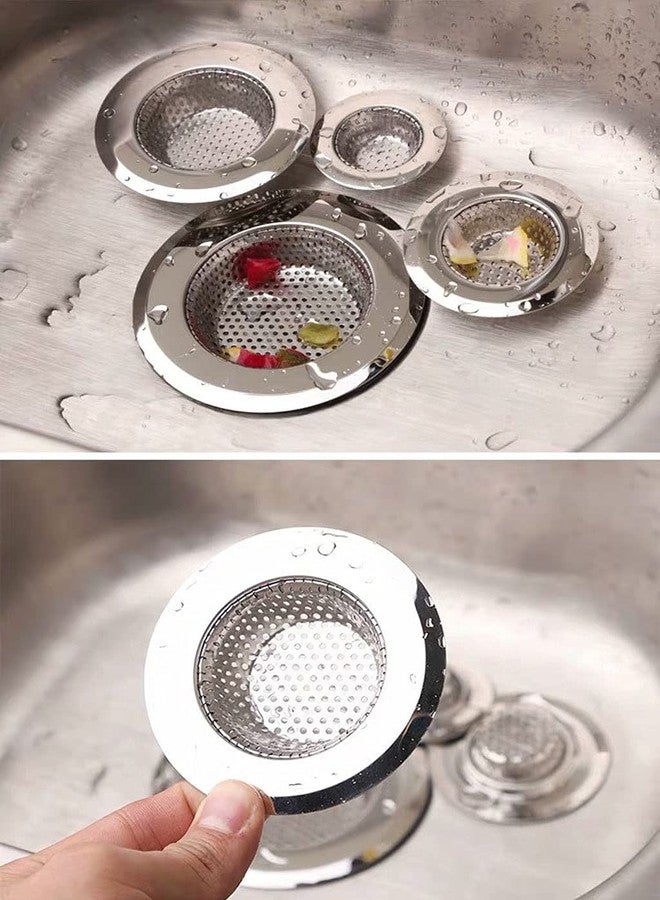 JYYHSF Drain Hair Catcher,Drain Stoper,Shower Drain Cover for Bathtub, Kitchen Sink Strainer, Stainless Steel Bathroom Sink, Drain Stopper with (4 PCS,Black,2.1 in to 4.5 in) - Image 3