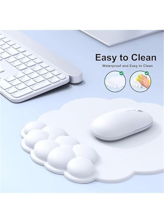 HOOKOR Cloud Wrist Rest Keyboard Cloud Wrist Pad Keyboard Wrist Rest Keyboard Cloud Mouse Pad Leather PU Non-Slip Base Desk Wrist Rest Support for Computer Laptop Gaming Mac Home Office (White) - Image 4