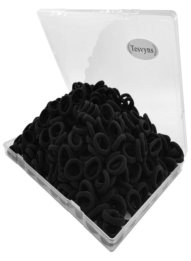 Tesvyns 200Pcs Baby Hair Ties Cotton Toddler Hair Ties for Girls and Kids, Kids Seamless Hair Bands Ponytail Holders(Black) - Image 1