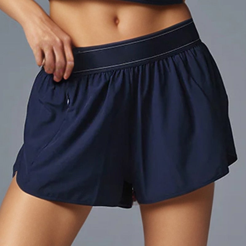 Generic Alo European and American Outdoor Sports Top with Chest Pad Hanging Neck Yoga suit SCO Sports Shorts Womens Fitness suit Deep Space Blue Shorts