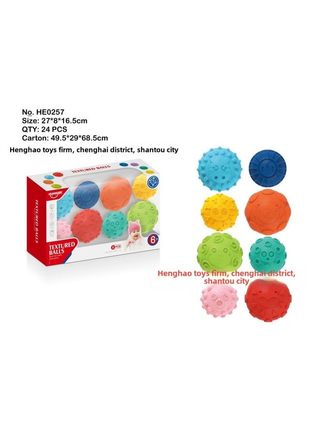 Baby's Hand Ball Grip Training Toy Educational Soft Glue Tactile Perception Massage Ball Baby Manhattan Teether-Color:0257 - Image 1