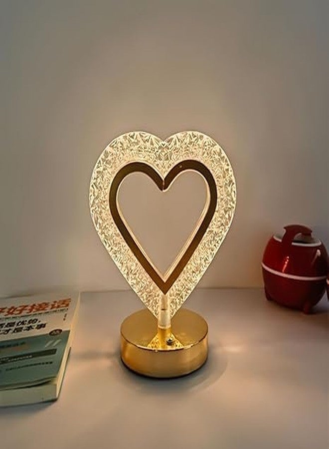 ALTRONA مصباح طاولة LED على شكل قلب من ALTRONA، ضوء ليلي كريستالي، مصباح غرفة نوم بتحكم باللمس، 3 أوضاع ألوان، مصباح طاولة للديكور (LM5) - Image 3