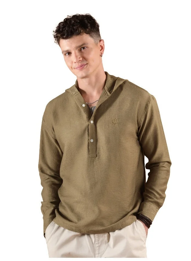 Beyoung Khaki Hooded Shirt