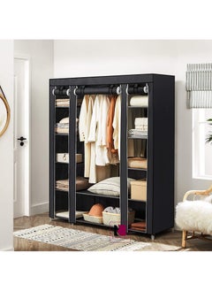 Roman Gifts Fabric Canvas Wardrobe Clothes Storage Organiser Black  - Image 1