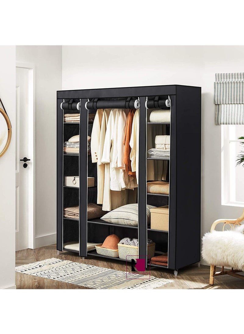 Roman Gifts - Fabric Canvas Wardrobe Clothes Storage Organiser Black - Image 1