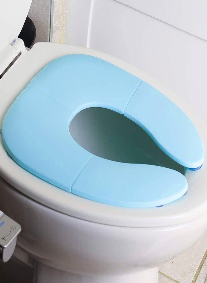 INOVERA (LABEL) INOVERA Portable Folding Baby Toilet Seat - Kids Potty Training Seats for 0.5 to 5 years Child Toddler - Fits All Western Toilets - Non-Slip Suction Cups - Includes Free Travel Bag (Sky Blue) - Image 1