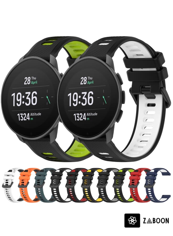 Zaboon Replacement Band For  SUUNTO 9 Peak 22mm Sports Two-Color Silicone Watch Band - Image 3