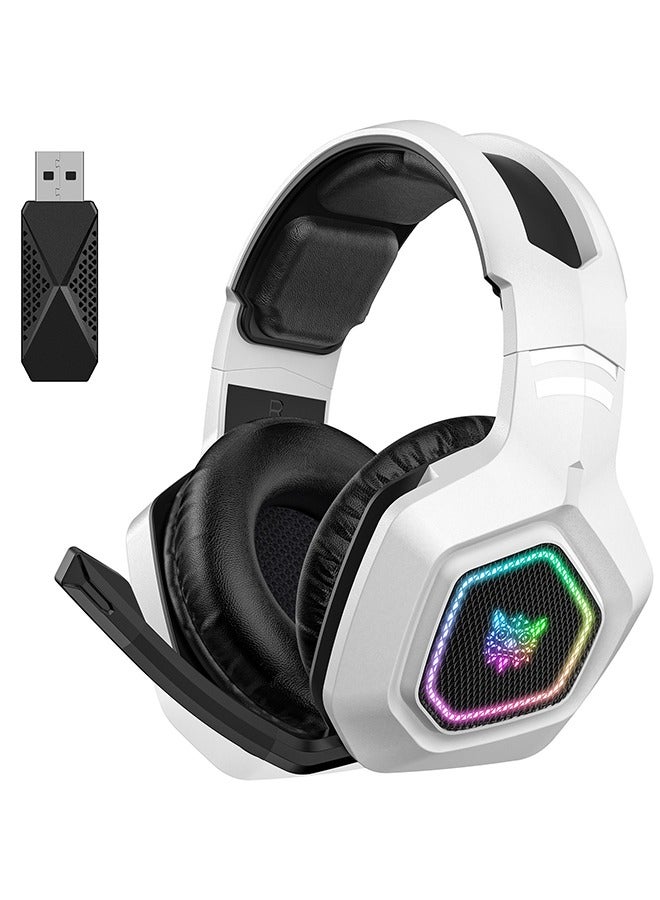 Wireless Gaming Headset for PC, Ps5, Ps4, 2.4 Ghz USB & Type-C Gaming Headphones with Microphone, 30H Battery Bluetooth Headphones for Switch, Laptop, Mobile, Mac (White)  - Image 1