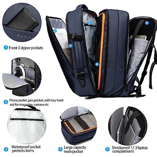 BANGE 45L Travel Backpack, Expandable Backpacks,Traveling Business Backpack For 17.3” Laptop,Airport Suitcase Backpack For Men - Image 2