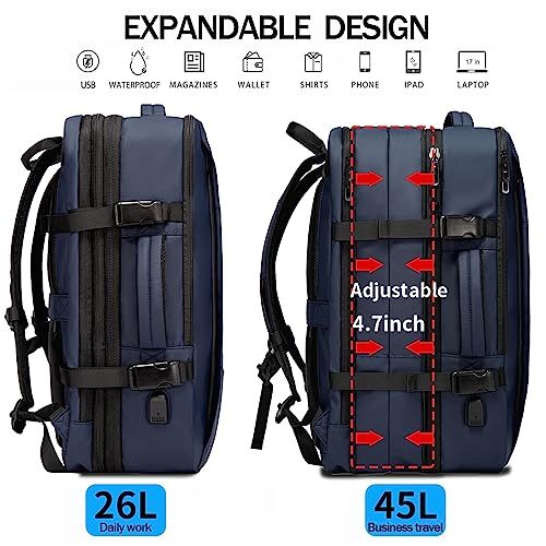 BANGE 45L Travel Backpack, Expandable Backpacks,Traveling Business Backpack For 17.3” Laptop,Airport Suitcase Backpack For Men - Image 3