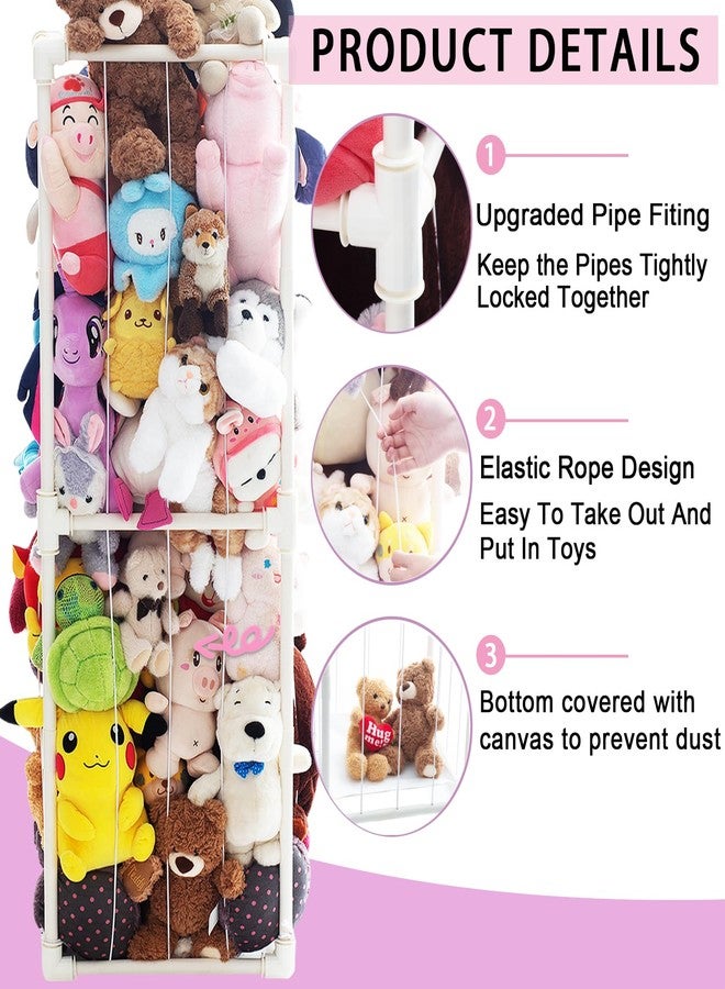 INFTOYCO Large Stuffed Animal Storage Zoo Cage Holder, Upgradation PVC Stuffed Animal Storage Organizer, Space Saving Plush Toys Zoo Holder, for Kidroom Playroom, White - Image 2
