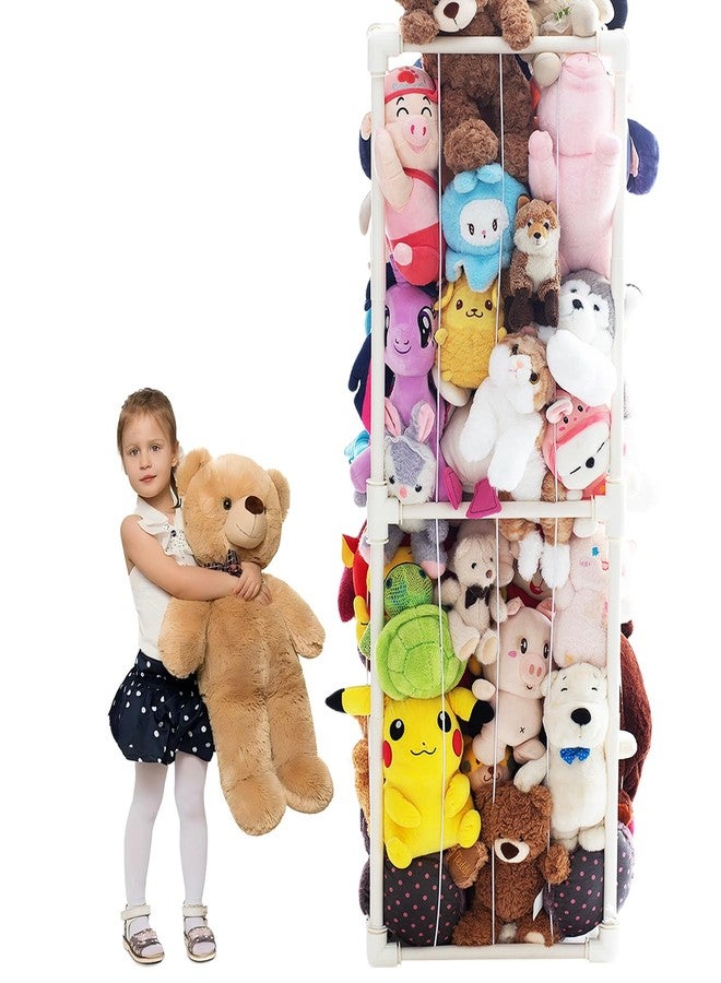 INFTOYCO Large Stuffed Animal Storage Zoo Cage Holder, Upgradation PVC Stuffed Animal Storage Organizer, Space Saving Plush Toys Zoo Holder, for Kidroom Playroom, White - Image 1