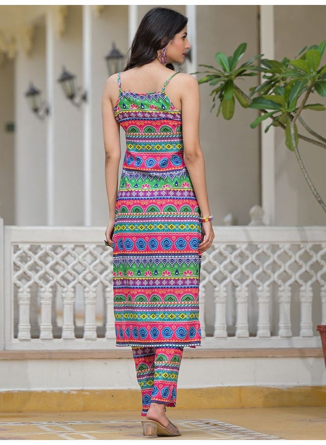 AKS AKS Women Printed Regular Kurta with Trousers  - Image 4