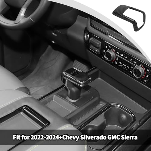 JWWY Gear Shift Shifter Lever Selector Handle Knob Transmission Lever Cover Trim Fit for 2022-2024+Chevy Silverado GMC Sierra Interior Accessories Carbon Fiber - Image 3