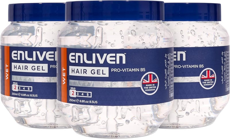 جل شعر إنلايفن مظهر رطب شفاف 250 مل × 3 عبوة منتجات شعر للرجال جل للاستخدام اليومي شكل شعرك بالطريقة التي تريدها منتجات جل للرجال