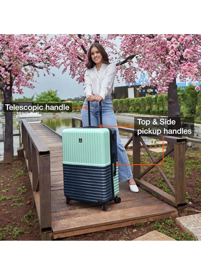 nasher miles Nasher Miles Istanbul Hard-Sided ABS and PC Check-in Luggage 24 inch | 65cm | 8 Wheels Medium Trolley Bag for Travel | Suitcase (Teal Dark Blue)