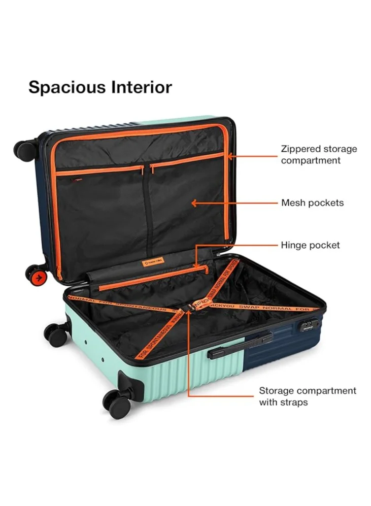 nasher miles Nasher Miles Istanbul Hard-Sided ABS and PC Check-in Luggage 24 inch | 65cm | 8 Wheels Medium Trolley Bag for Travel | Suitcase (Teal Dark Blue)