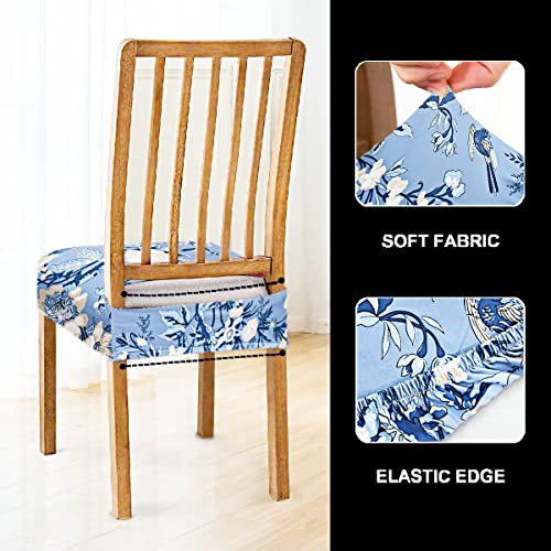 AMAZE ATTIRES Universal Size Dining Chair Seat Cover Set of 4 Seater pcs are Easily Washable Strechable and Comfortable for Dining Room Home Decor Slip Cover (Blue Floral),Spandex - Image 4