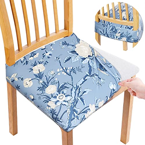 AMAZE ATTIRES Universal Size Dining Chair Seat Cover Set of 4 Seater pcs are Easily Washable Strechable and Comfortable for Dining Room Home Decor Slip Cover (Blue Floral),Spandex - Image 3