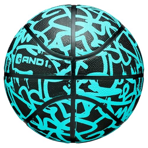 AND1 Fantom Rubber Basketball & Pump (Graffiti Series)- Official Size 7 (29.5”) Streetball, Made for Indoor and Outdoor Basketball Games (Mint) - Image 2