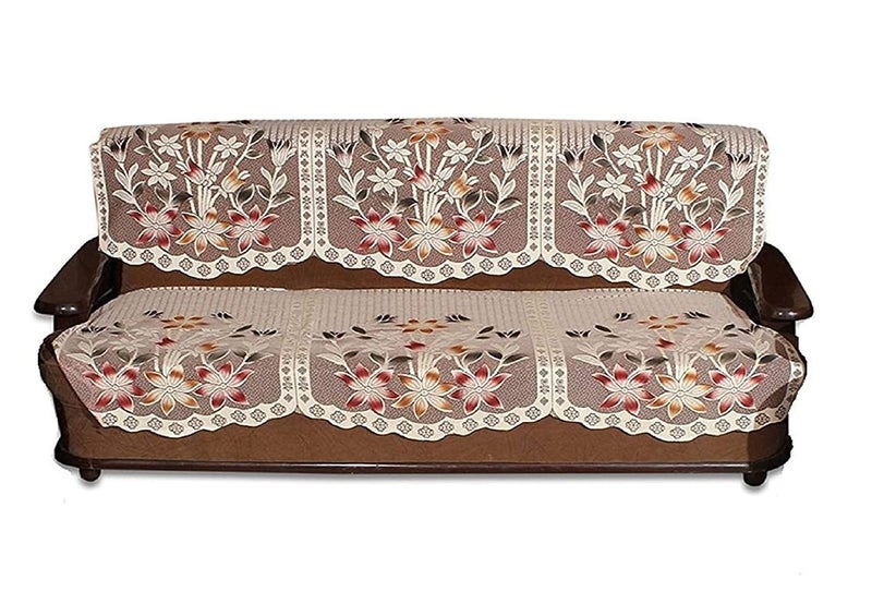 Yellow Weaves 2 Pieces Multi Sofa Slip Cover for Living Room - 3 Seater Sofa Covers(Off-White) - Image 1
