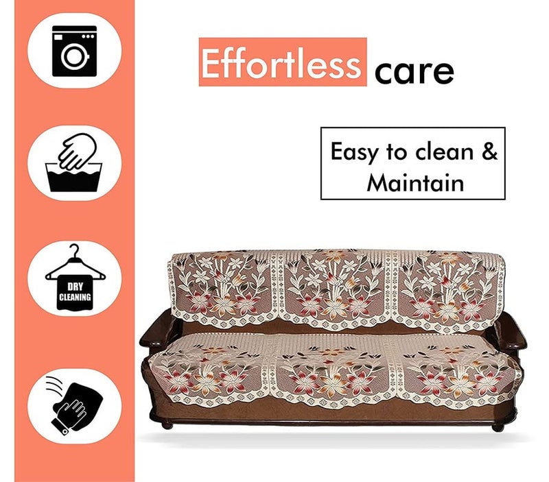 Yellow Weaves 2 Pieces Multi Sofa Slip Cover for Living Room - 3 Seater Sofa Covers(Off-White) - Image 5