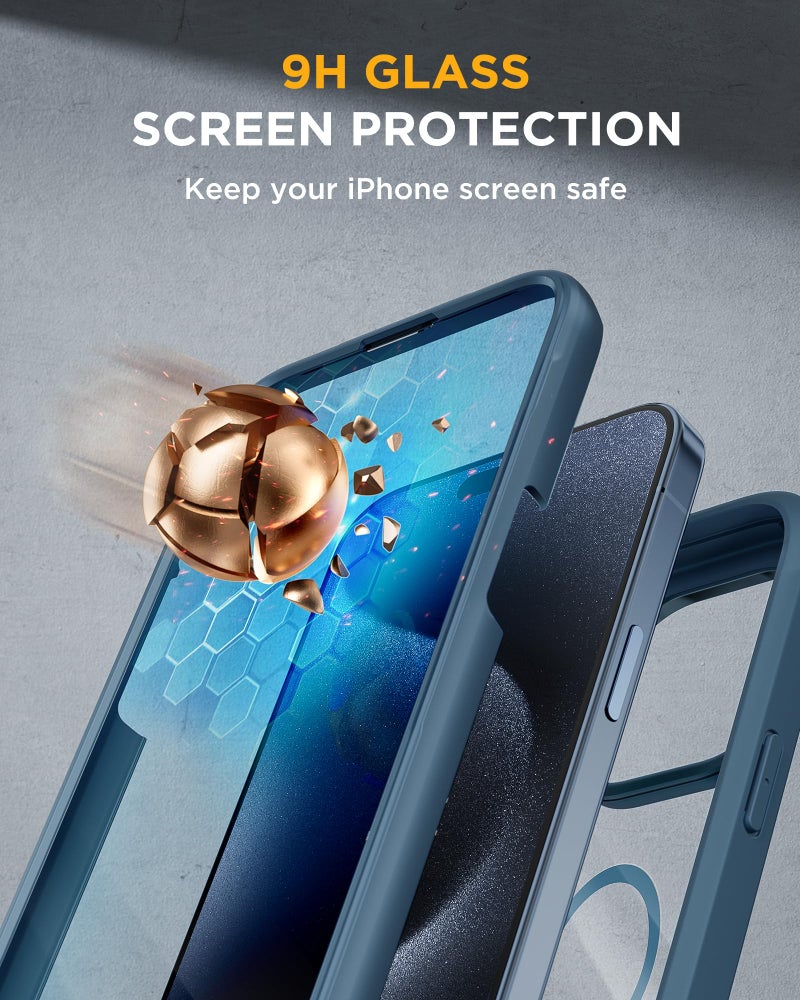 Miracase for iPhone 15 Pro Case, Full-Body Clear Bumper Phone case with Built-in Glass Screen Protector& Camera Protector, Military Drop Proof 15 Pro Case Cover 6.1 inch,Clear - Image 3