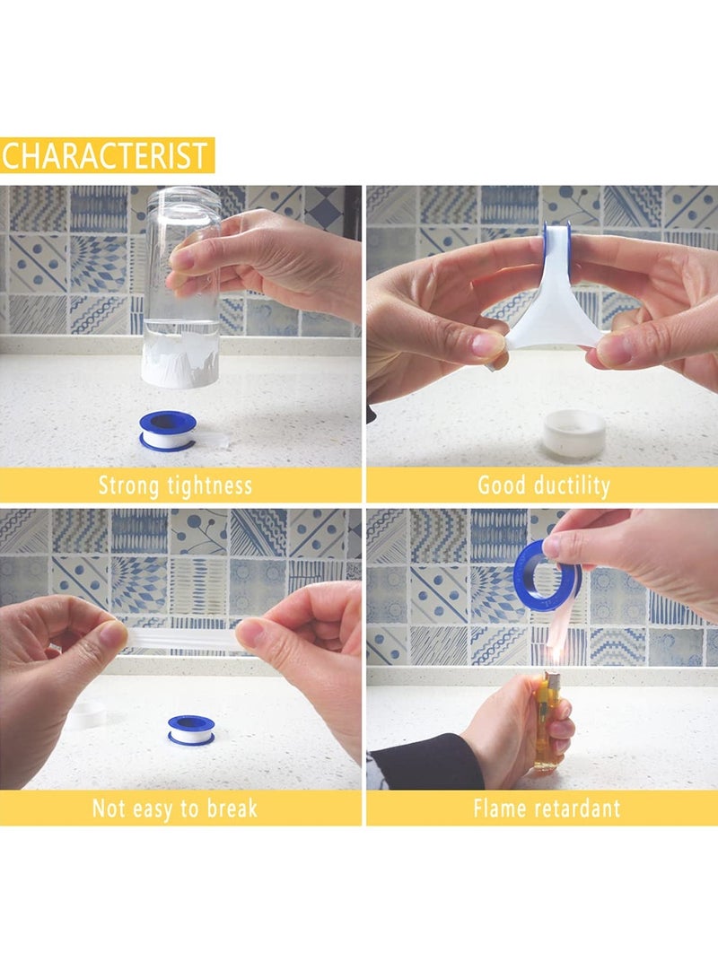 KASTWAVE 10 لفات من شريط السباكة المقاوم للماء لختم صنبور السباكة، شريط السباكة، شريط الختم، شريط ختم الخيوط، شريط سباكة رأس الدش (1/2 بوصة عرض × 394 بوصة طول) - Image 5