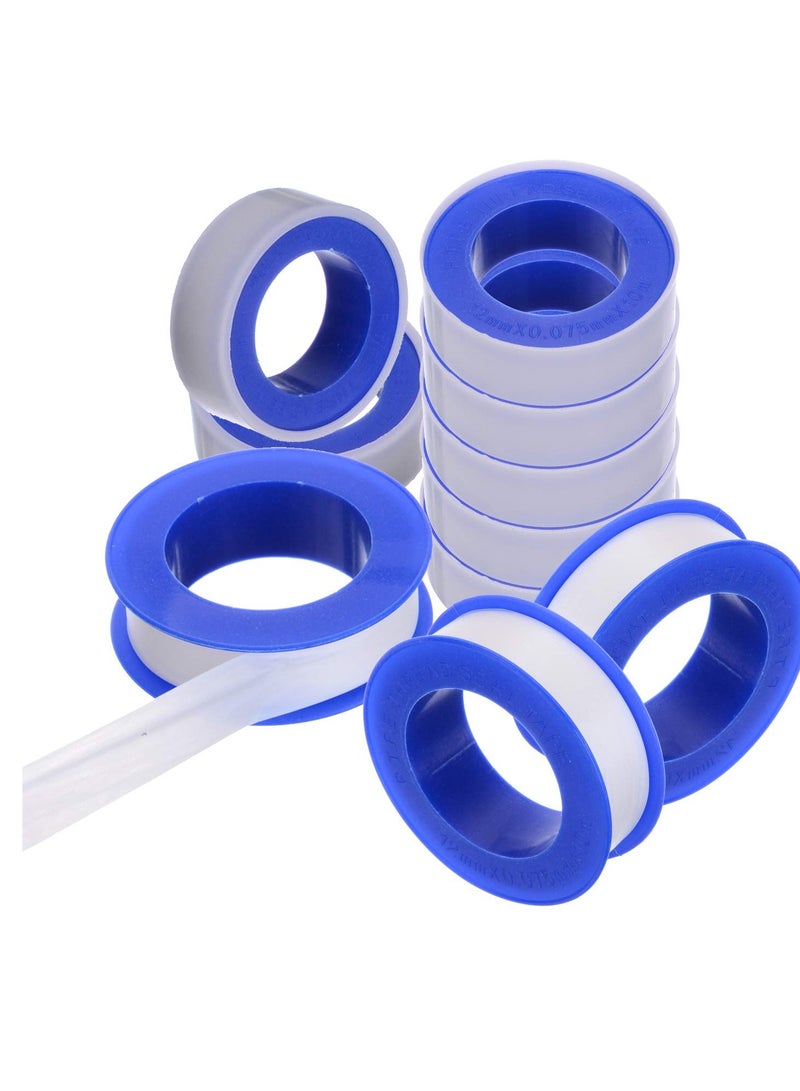 KASTWAVE 10 لفات من شريط السباكة المقاوم للماء لختم صنبور السباكة، شريط السباكة، شريط الختم، شريط ختم الخيوط، شريط سباكة رأس الدش (1/2 بوصة عرض × 394 بوصة طول) - Image 1