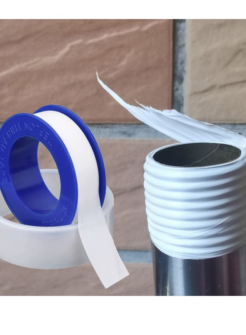 KASTWAVE 10 لفات من شريط السباكة المقاوم للماء لختم صنبور السباكة، شريط السباكة، شريط الختم، شريط ختم الخيوط، شريط سباكة رأس الدش (1/2 بوصة عرض × 394 بوصة طول) - Image 2