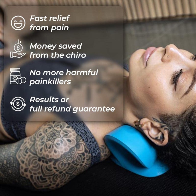 HKML Neck and Shoulder Relaxer for TMJ Pain Relief and Cervical Traction Device for Spine Alignment, Neck Stretcher Chiropractic Pillow for Neck Pain Relief (Blue) - Image 4