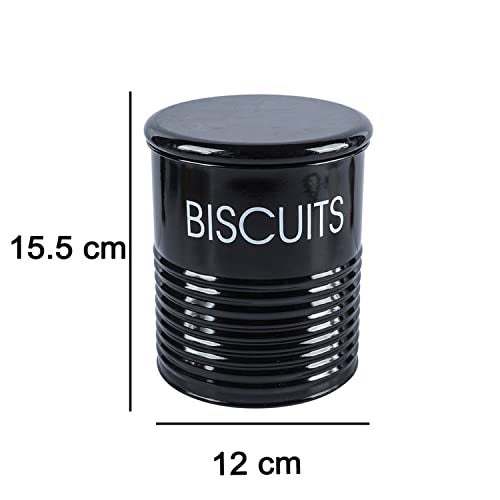 MARKET 99 Matte Black Metal Biscuit Jar 1700ml | Airtight Cylindrical Kitchen Storage Container | Stylish Canister for Snacks, Cookies & Dry Items | Ideal Organizer for Pantry & Countertop Use - Image 5