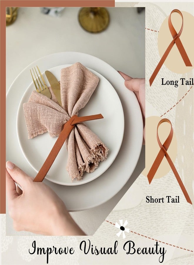 LemonRoad Set of 50 Brown Leather Napkin Rings Solid Color Napkin Holder Brown Vintage Buckle Rustic Ribbon Holiday Table Settings for Wedding Dinner Party Decorations - Image 3
