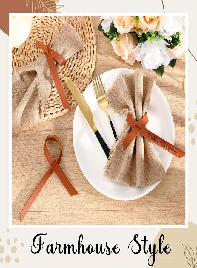 LemonRoad Set of 50 Brown Leather Napkin Rings Solid Color Napkin Holder Brown Vintage Buckle Rustic Ribbon Holiday Table Settings for Wedding Dinner Party Decorations - Image 2