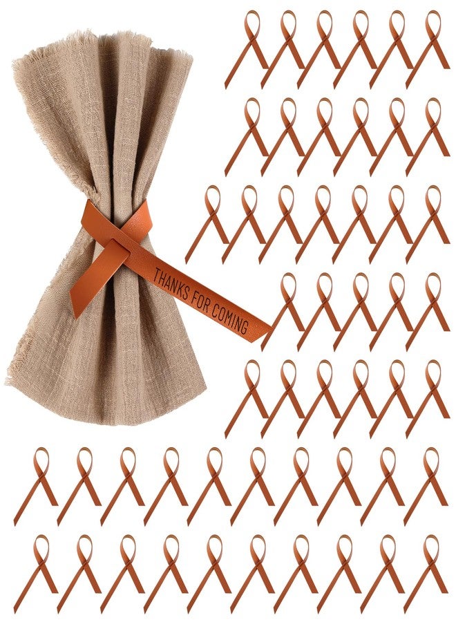 LemonRoad Set of 50 Brown Leather Napkin Rings Solid Color Napkin Holder Brown Vintage Buckle Rustic Ribbon Holiday Table Settings for Wedding Dinner Party Decorations - Image 1