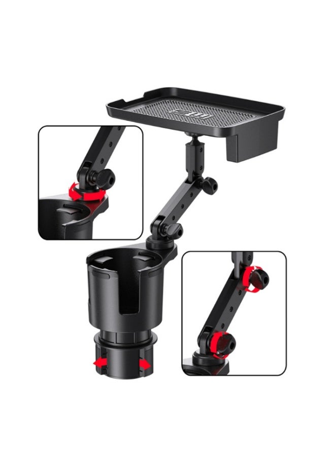 حامل أكواب وصينية دوارة 2 في 1 للسيارة – حامل مشروبات قابل للتوسيع مع صينية طعام دوارة 360 درجة – طاولة طعام للسيارة قابلة للتعديل لتناسب الزجاجات والأكواب – منظم سيارة عالمي للـ SUV، الشاحنات، وRV - Image 2