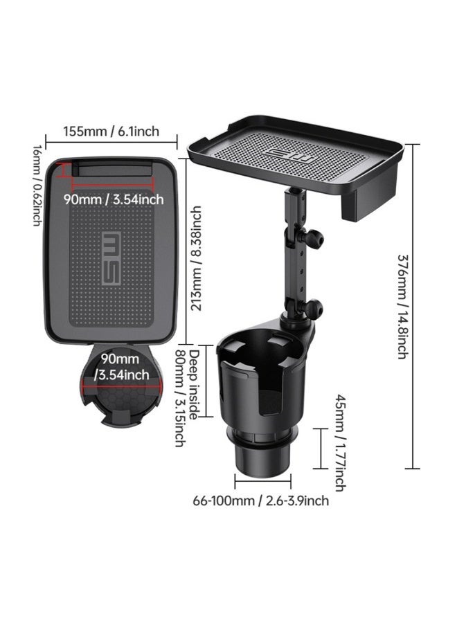 حامل أكواب وصينية دوارة 2 في 1 للسيارة – حامل مشروبات قابل للتوسيع مع صينية طعام دوارة 360 درجة – طاولة طعام للسيارة قابلة للتعديل لتناسب الزجاجات والأكواب – منظم سيارة عالمي للـ SUV، الشاحنات، وRV - Image 3