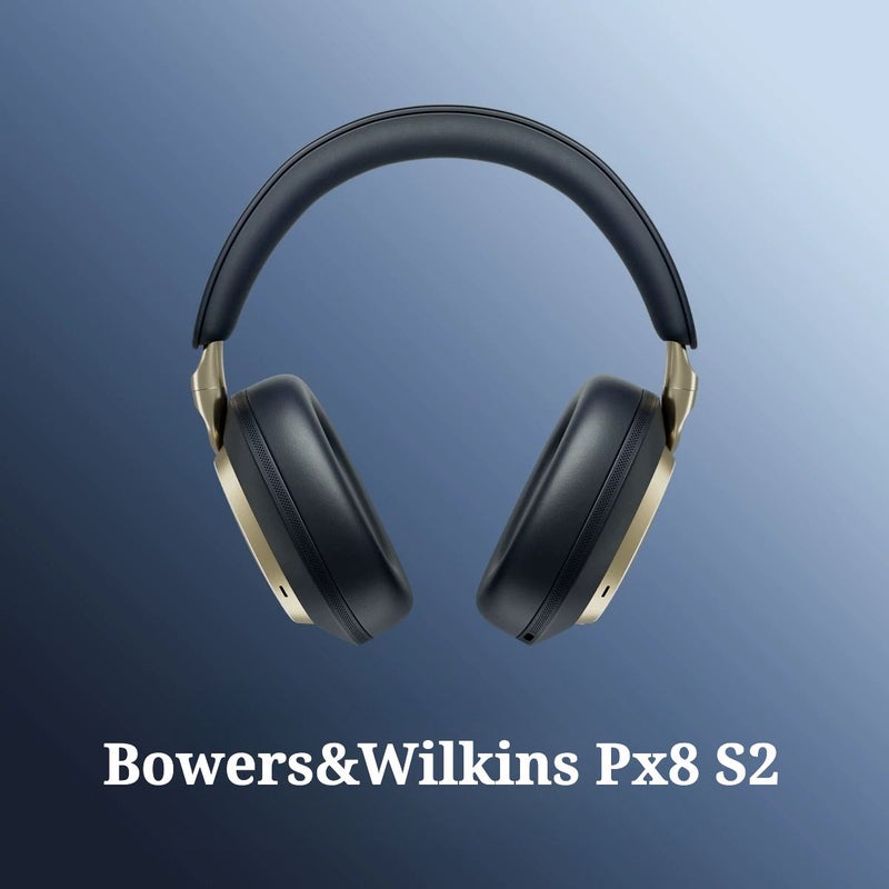b w Bowers & Wilkins Px8 S2 Over-Ear Noise Cancelling Wireless Bluetooth Headphones, Light Blue - Image 1