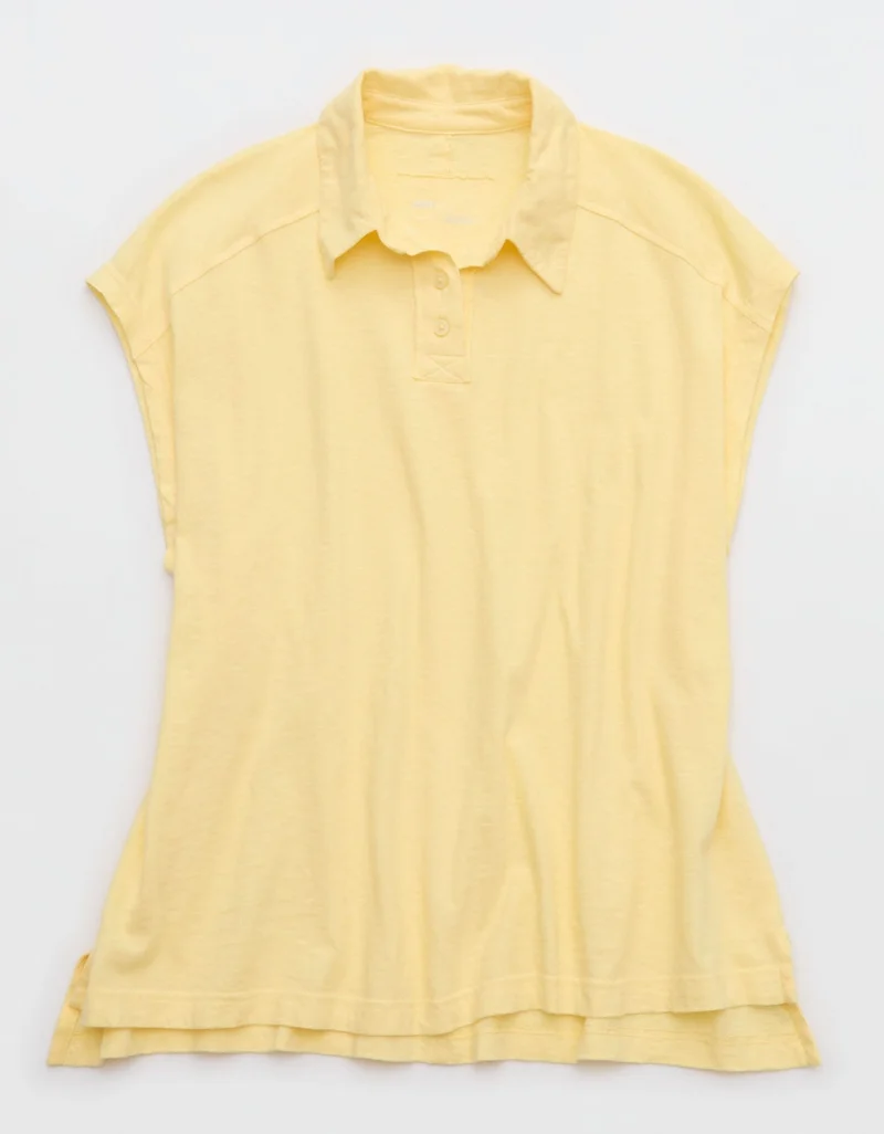 Aerie  Aerie Happiest Oversized Polo T-Shirt for Women | Best Price UAE