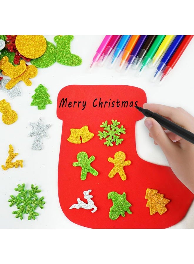 JULBEAR 258Pcs Christmas Foam Stickers Crafts DIY Stickers Kits for Kids Adhesive Christmas Art Ornament Stickers Christmas Craft Decoration Party Supplies - Image 4