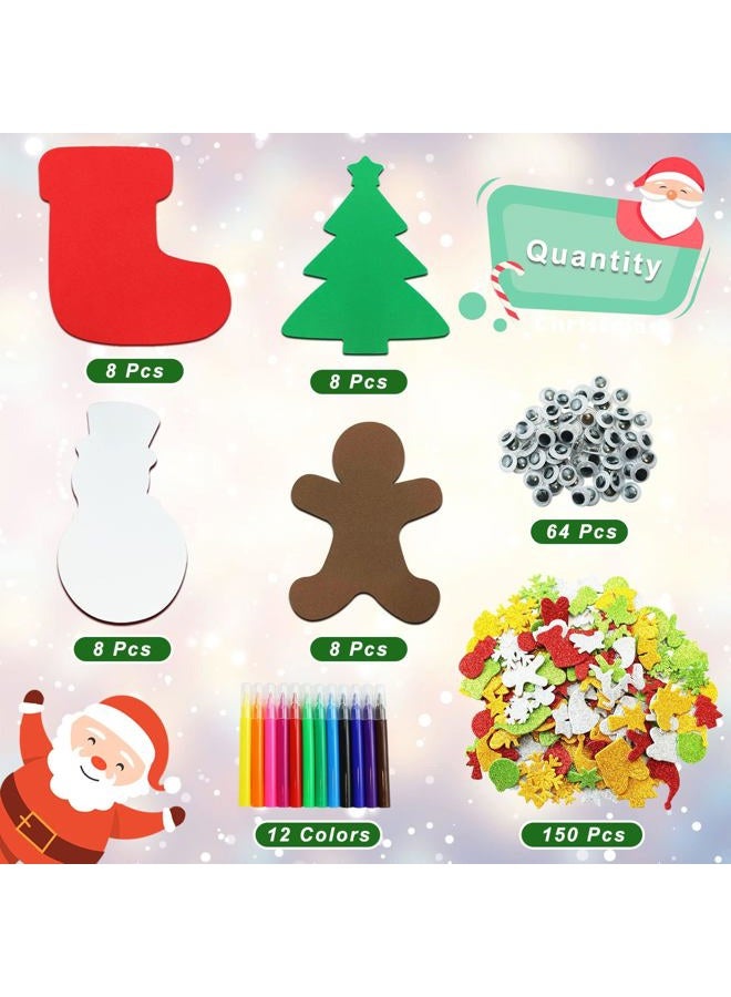 JULBEAR 258Pcs Christmas Foam Stickers Crafts DIY Stickers Kits for Kids Adhesive Christmas Art Ornament Stickers Christmas Craft Decoration Party Supplies - Image 3