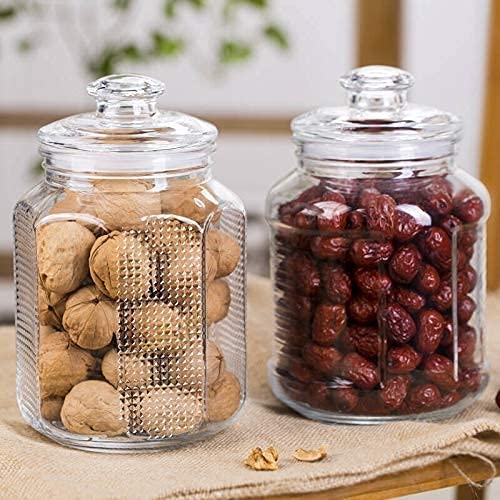 JSJPO POP Glass Jar and Container with Air Tight Lid for HerbsJamCookiepop GlassBiscuit Glass JarMasla Kitchen Storage 2000 ml SET OF 4 - Image 1