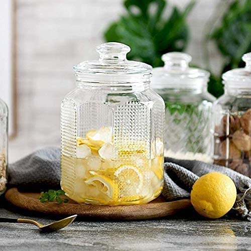 JSJPO POP Glass Jar and Container with Air Tight Lid for HerbsJamCookiepop GlassBiscuit Glass JarMasla Kitchen Storage 2000 ml SET OF 4 - Image 2