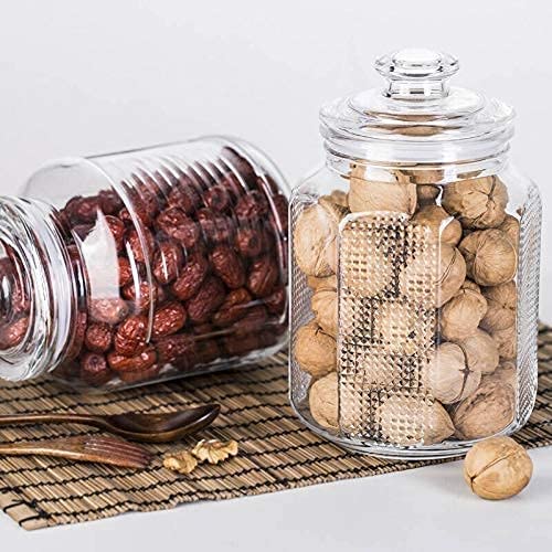 JSJPO POP Glass Jar and Container with Air Tight Lid for HerbsJamCookiepop GlassBiscuit Glass JarMasla Kitchen Storage 2000 ml SET OF 4 - Image 3